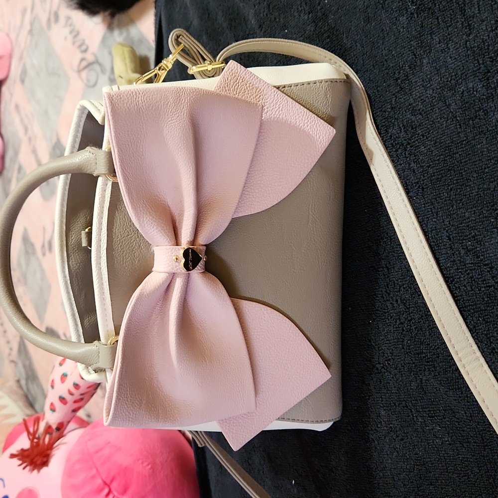 Pink,gray, and white Betsy Johnson handbag